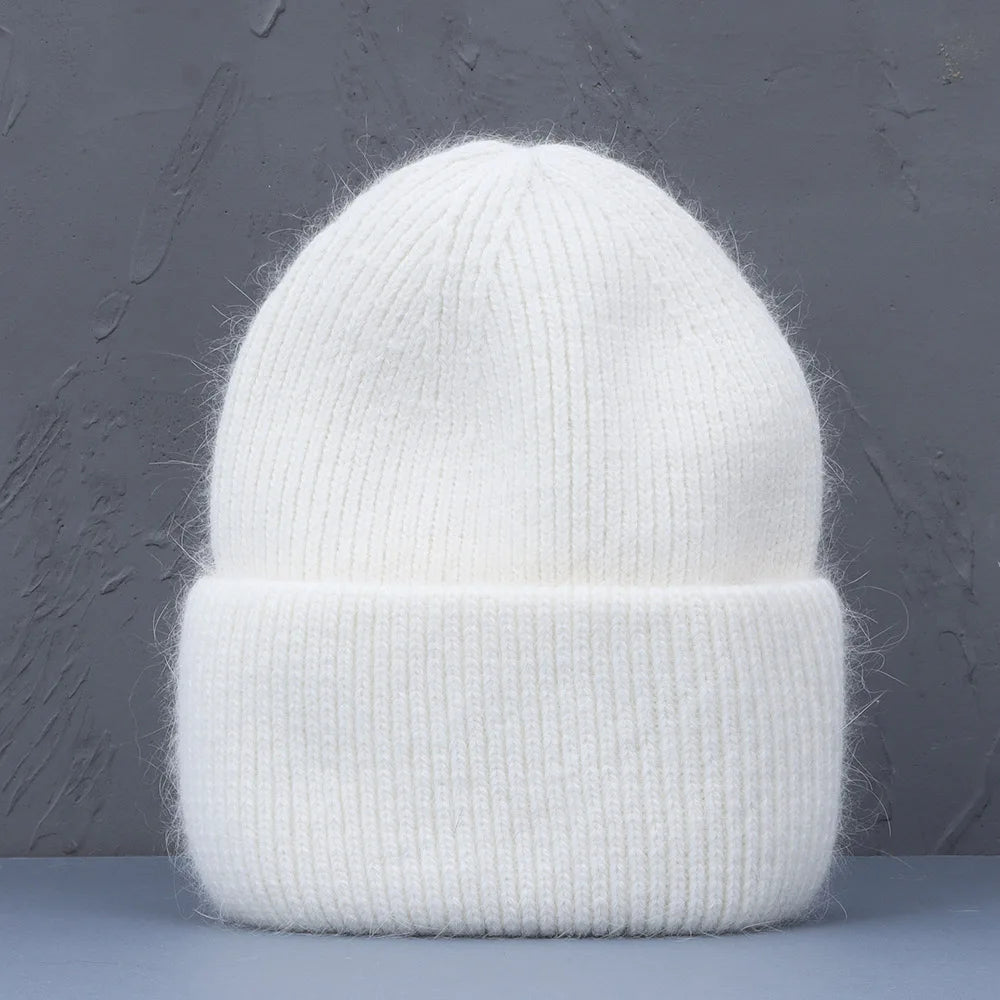 Élégant couvre-chef d'hiver en fourrure de lapin pour femme