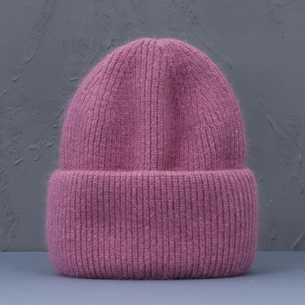 Élégant couvre-chef d'hiver en fourrure de lapin pour femme