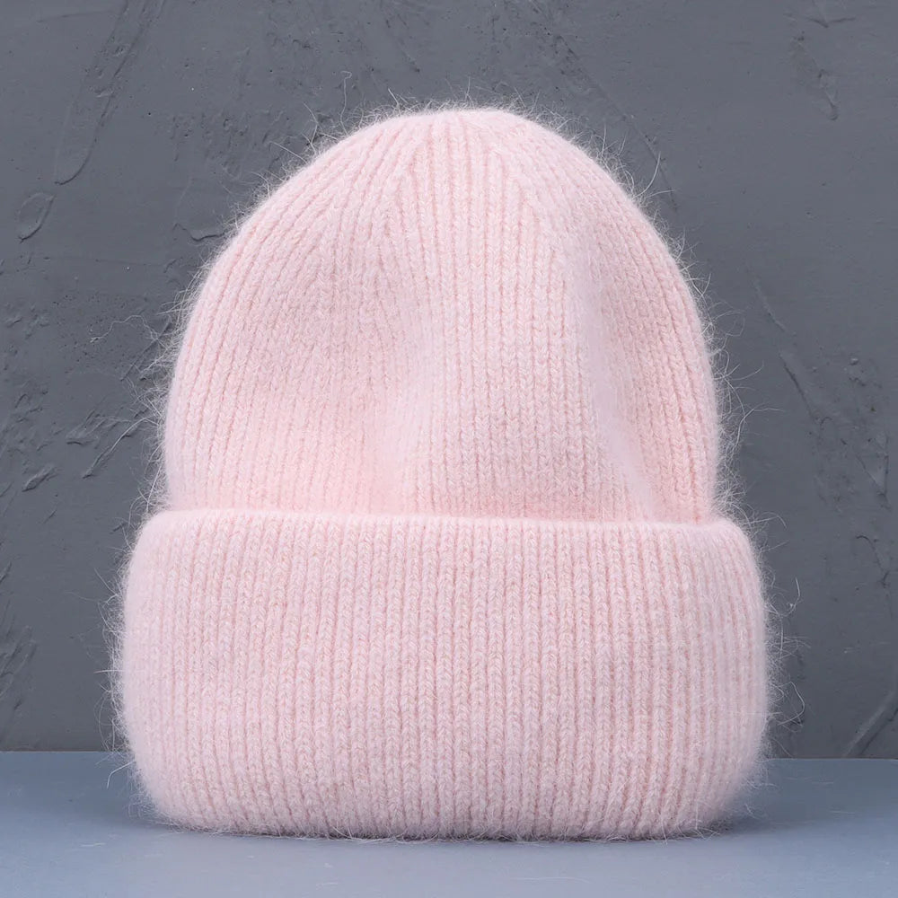 Élégant couvre-chef d'hiver en fourrure de lapin pour femme