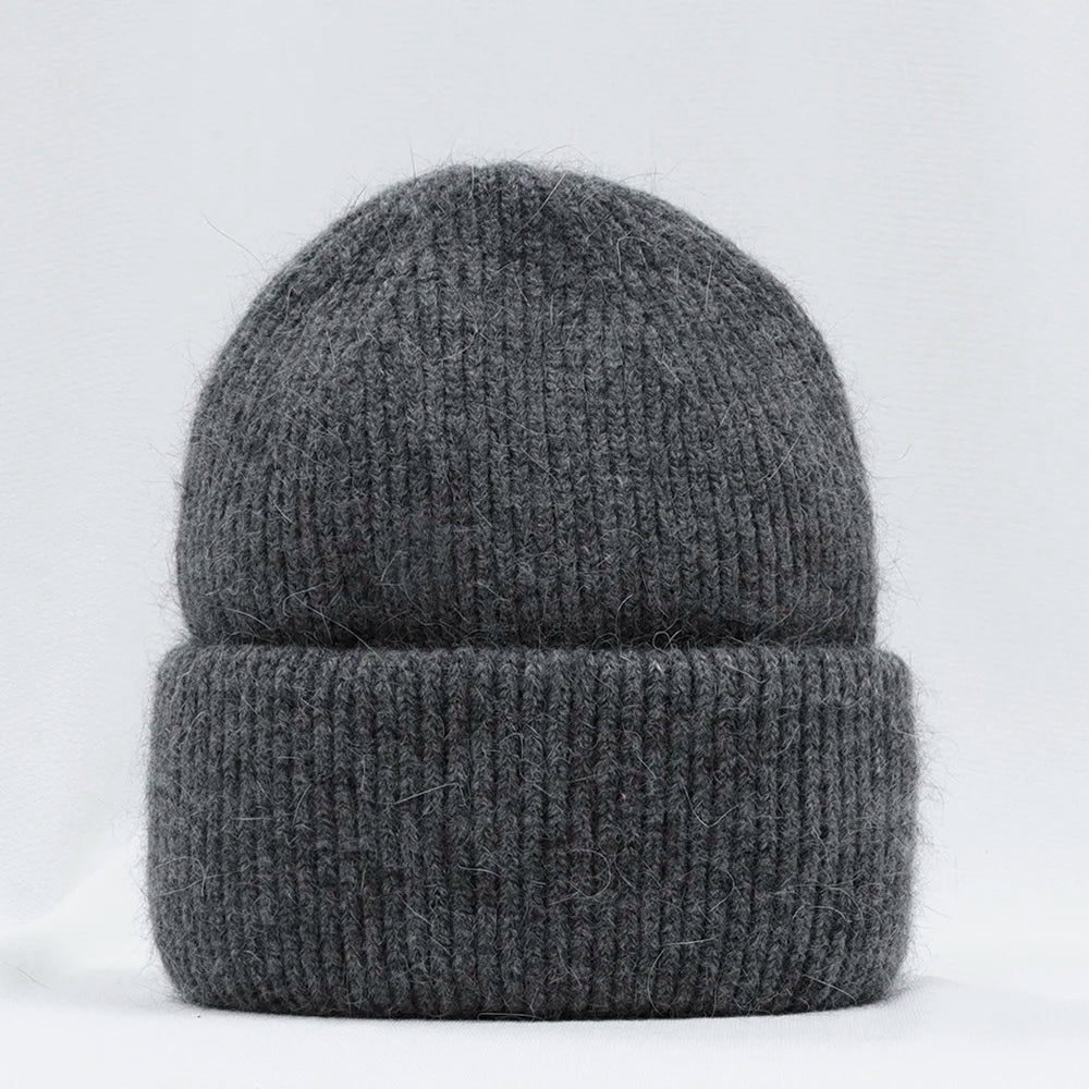 Élégant couvre-chef d'hiver en fourrure de lapin pour femme