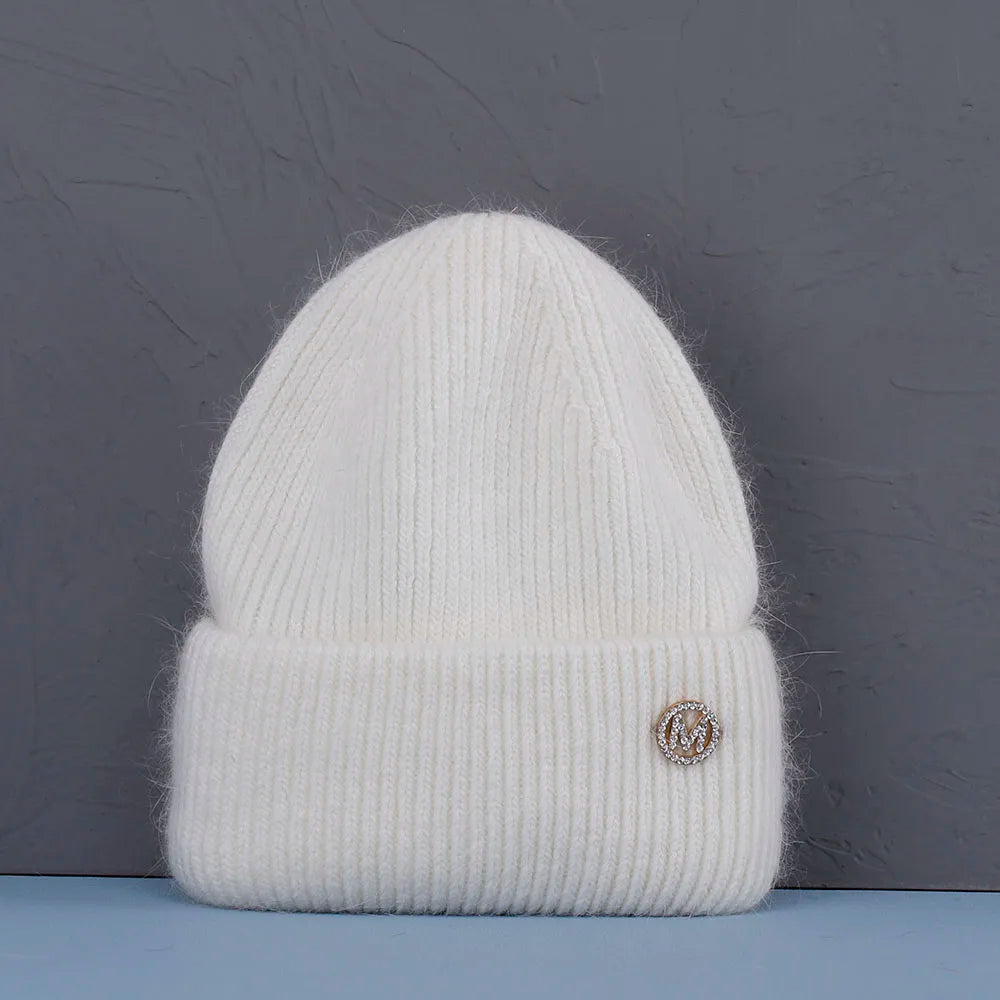 Élégant couvre-chef d'hiver en fourrure de lapin pour femme
