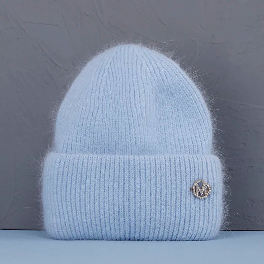 Élégant couvre-chef d'hiver en fourrure de lapin pour femme