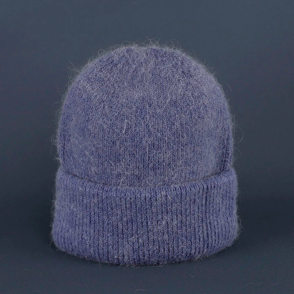 Élégant couvre-chef d'hiver en fourrure de lapin pour femme
