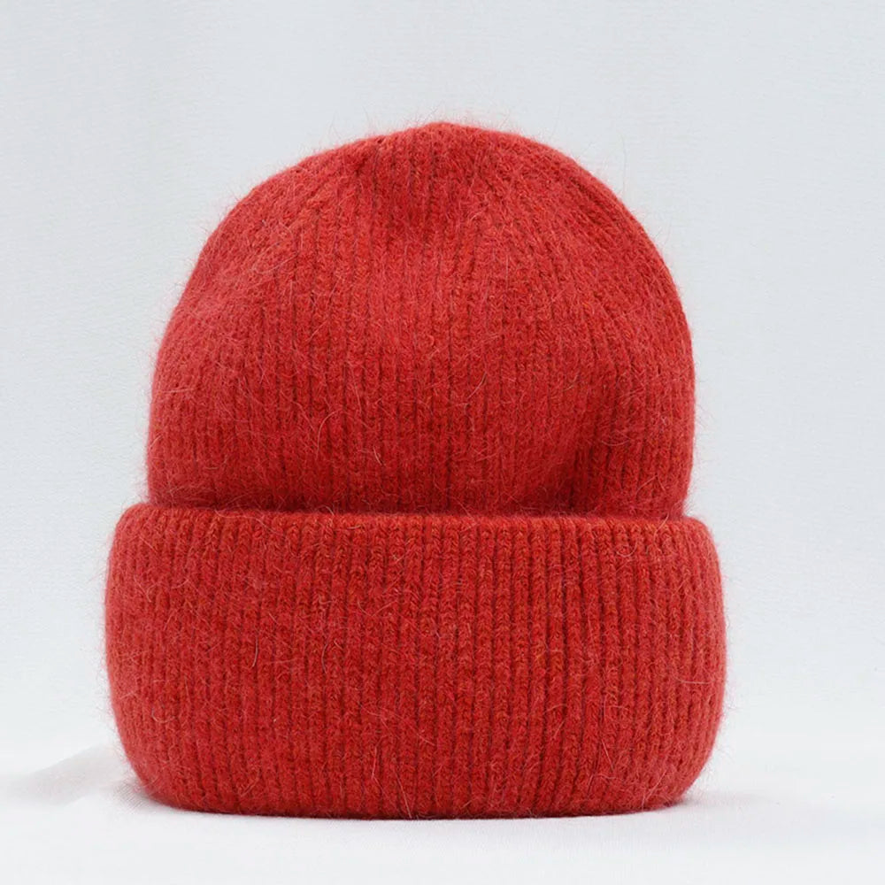Élégant couvre-chef d'hiver en fourrure de lapin pour femme
