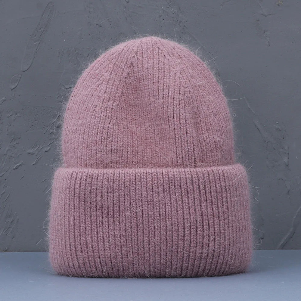 Élégant couvre-chef d'hiver en fourrure de lapin pour femme