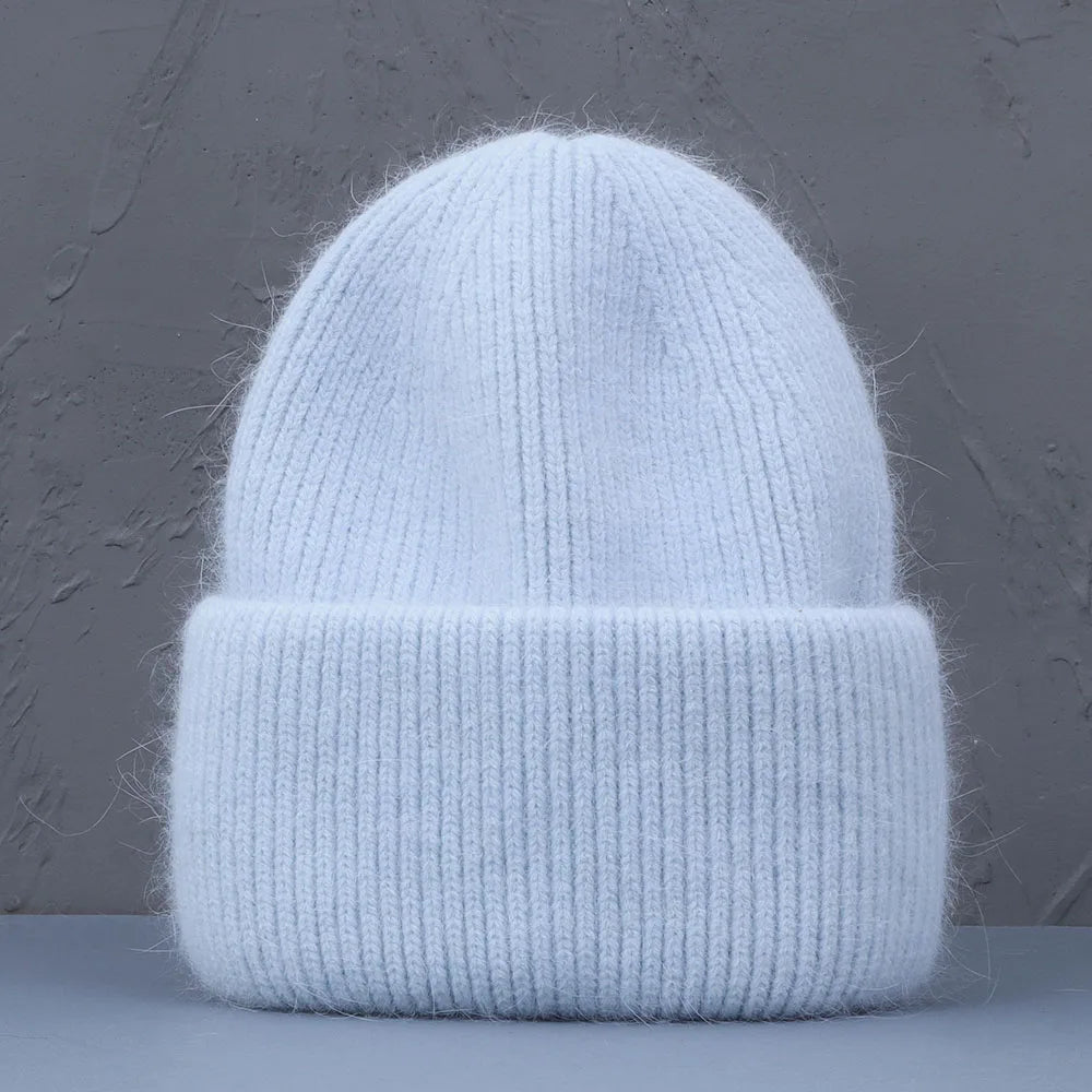 Élégant couvre-chef d'hiver en fourrure de lapin pour femme