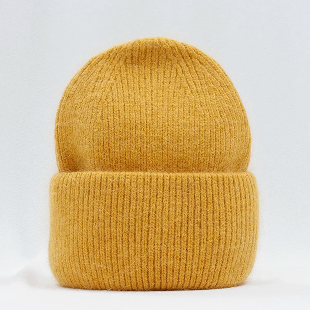 Élégant couvre-chef d'hiver en fourrure de lapin pour femme