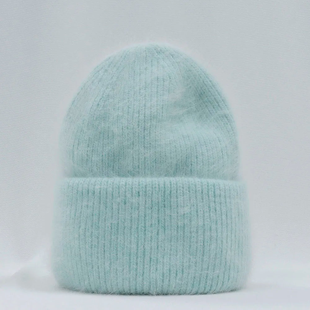 Élégant couvre-chef d'hiver en fourrure de lapin pour femme