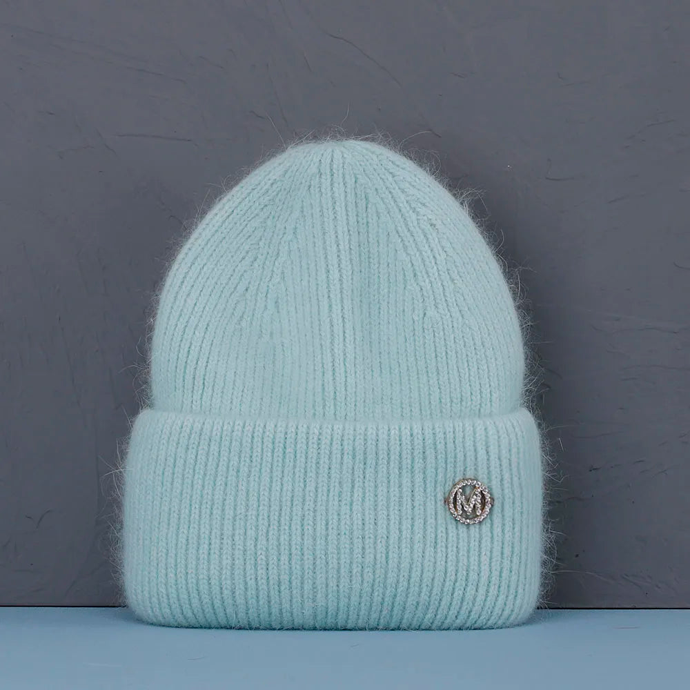 Élégant couvre-chef d'hiver en fourrure de lapin pour femme