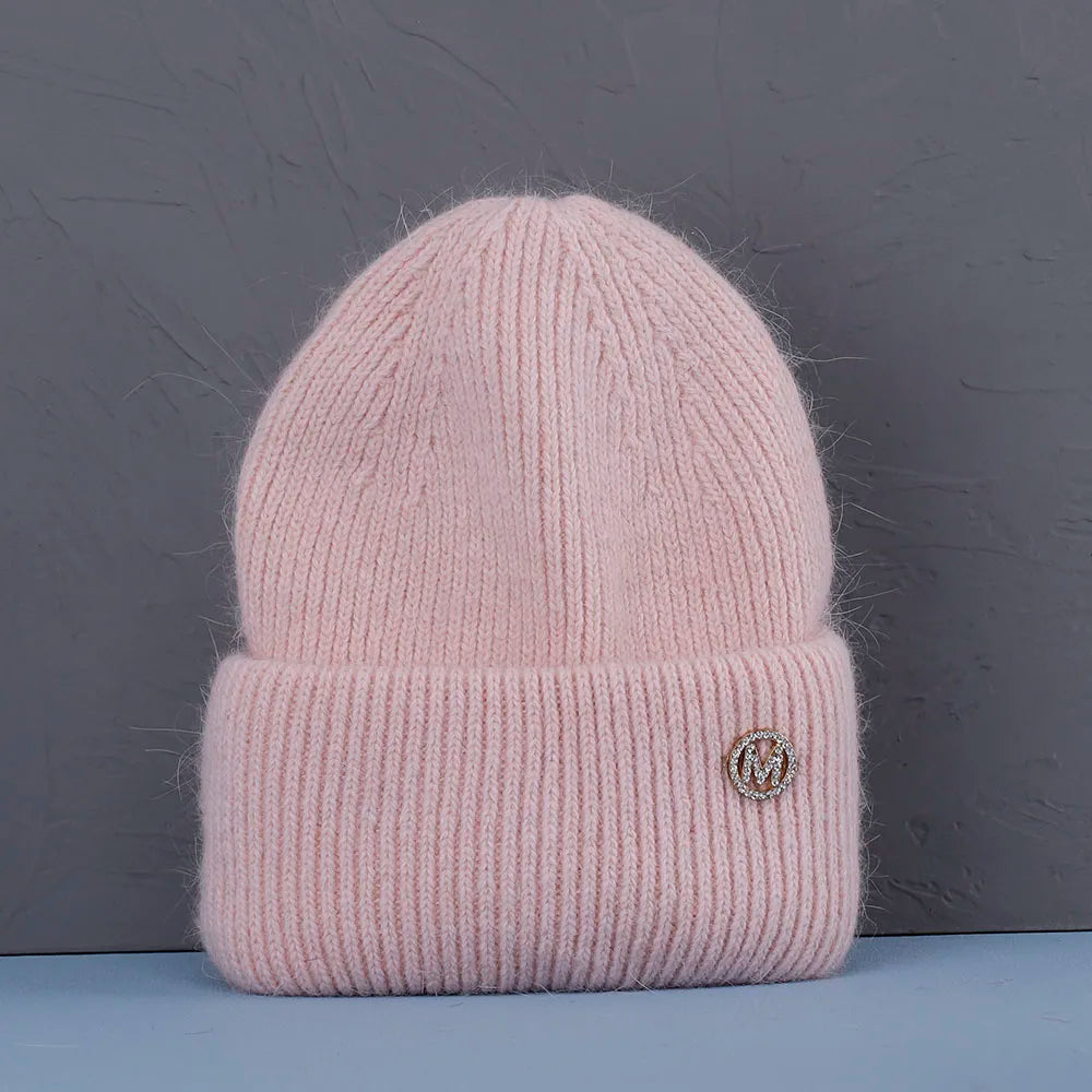 Élégant couvre-chef d'hiver en fourrure de lapin pour femme