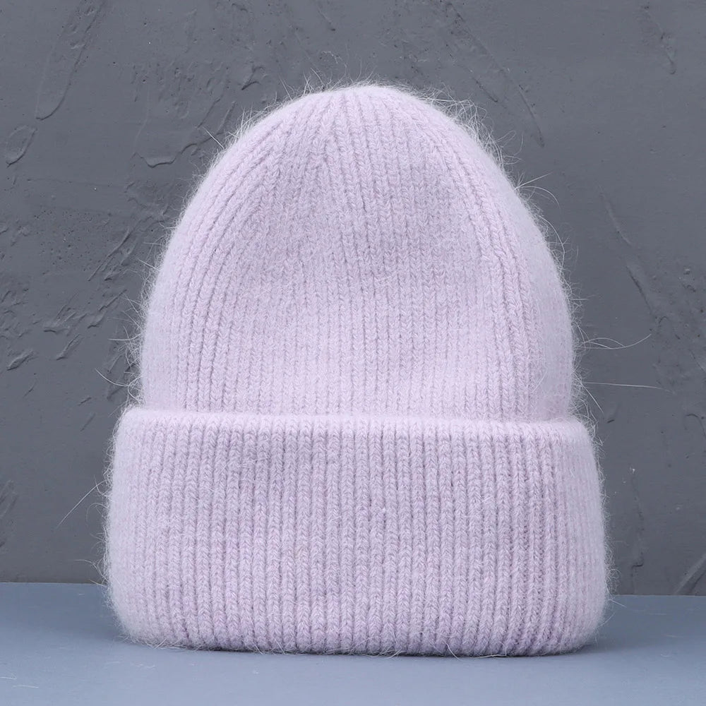 Élégant couvre-chef d'hiver en fourrure de lapin pour femme