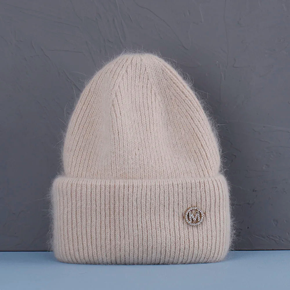 Élégant couvre-chef d'hiver en fourrure de lapin pour femme