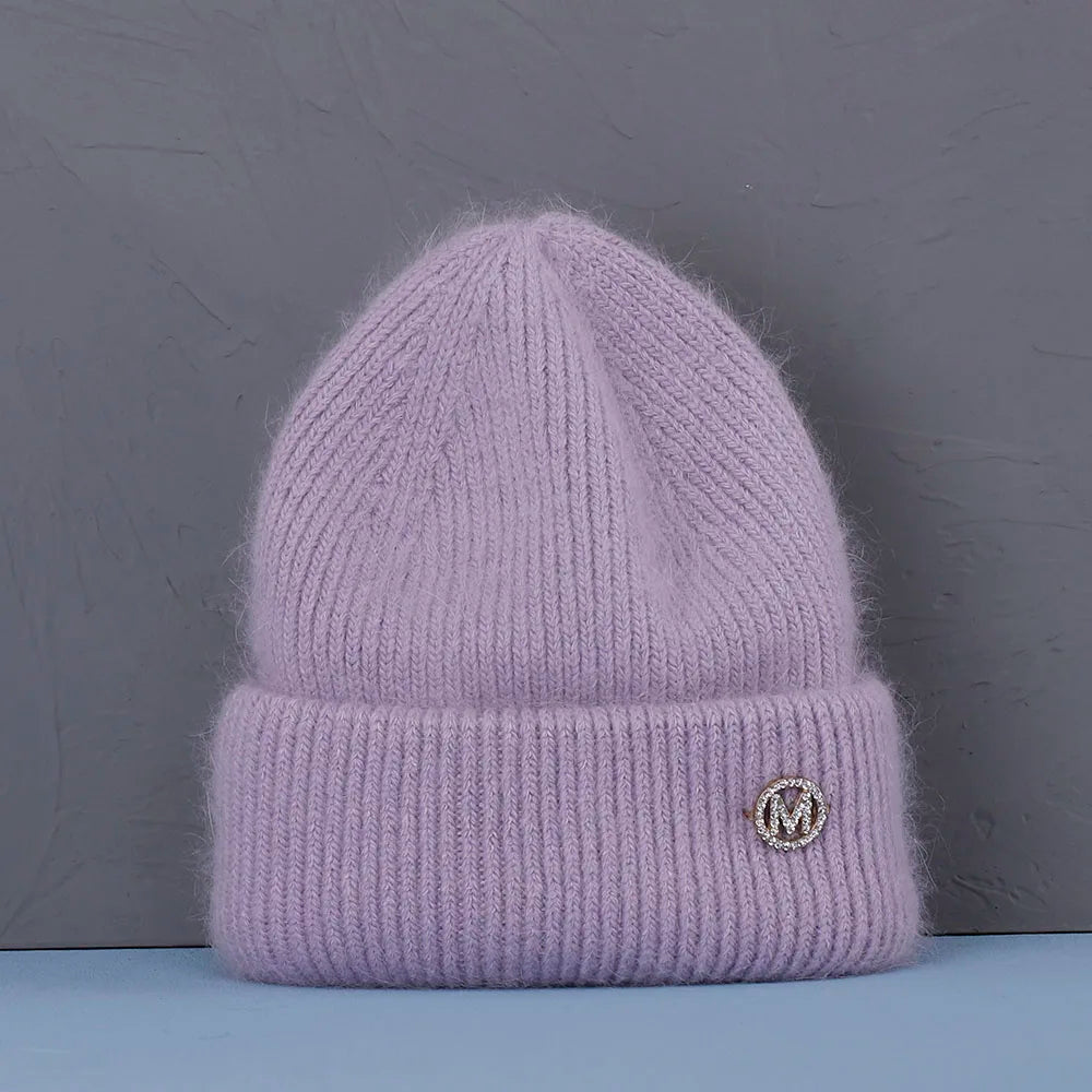 Élégant couvre-chef d'hiver en fourrure de lapin pour femme