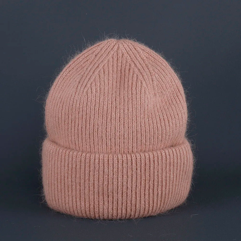 Élégant couvre-chef d'hiver en fourrure de lapin pour femme
