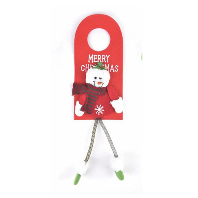 Décoration de porte festive pour sapin de Noël avec pendentifs Père Noël, élan et bonhomme de neige