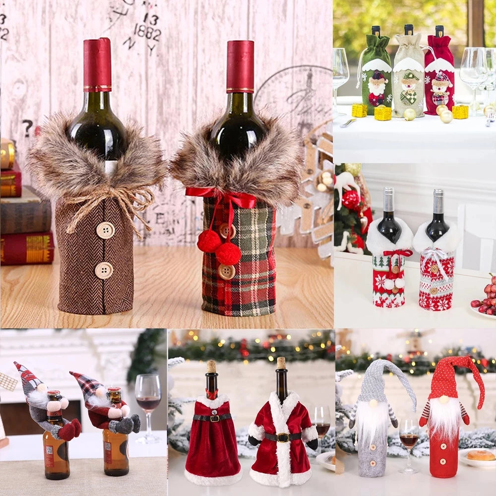 Festive Christmas Wine Bottle Cover