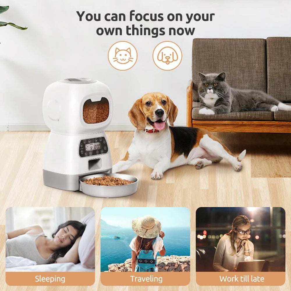 PetPal SmartFeed - Distributeur de nourriture lent avec minuterie et enregistreur vocal 