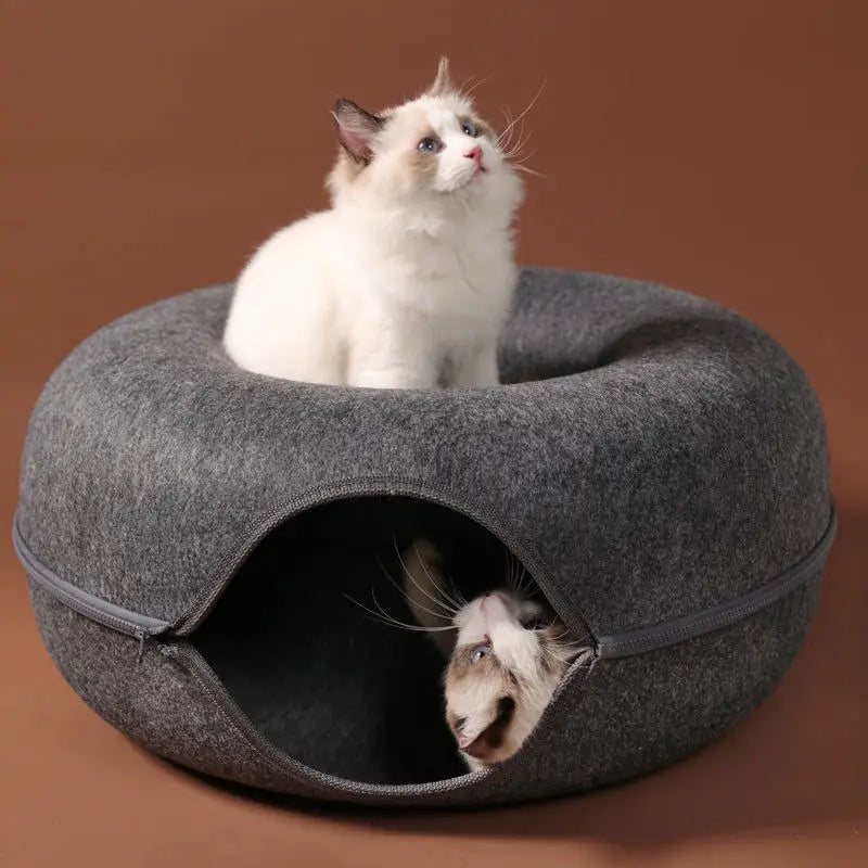 Feline FunHouse - Combinación de túnel interactivo y cama para gatos 