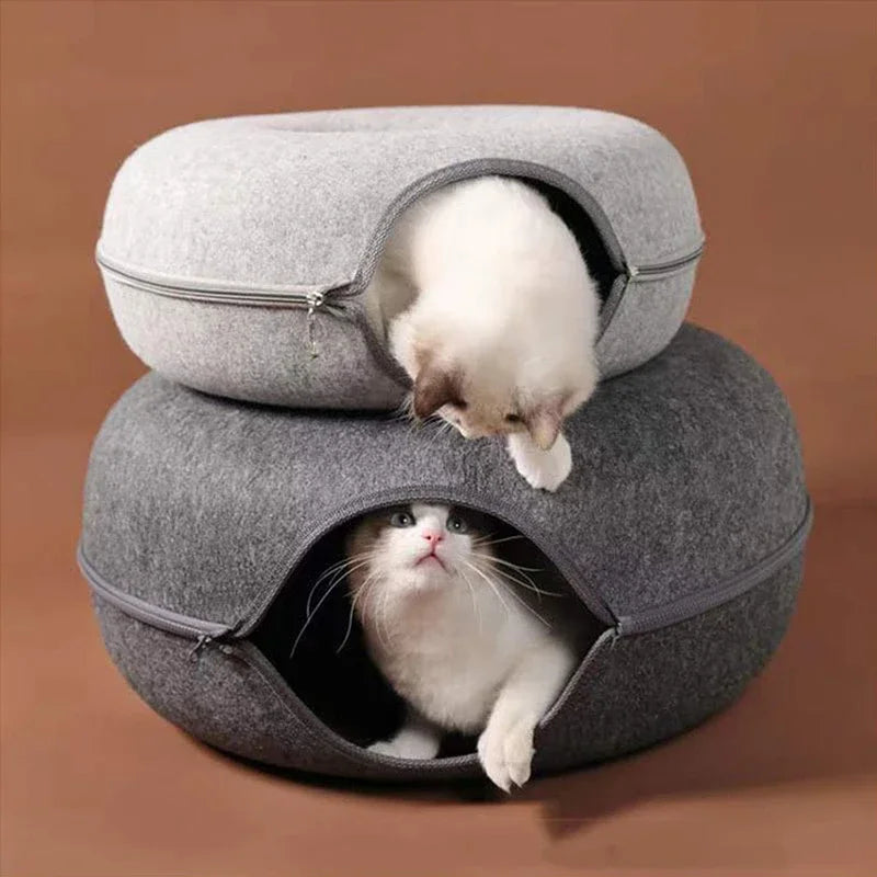 Feline FunHouse - Combinación de túnel interactivo y cama para gatos 