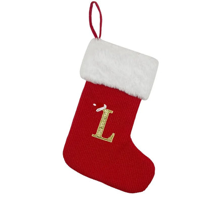 Chaussettes tricotées de vacances avec motif alphabet pour cadeaux de Noël