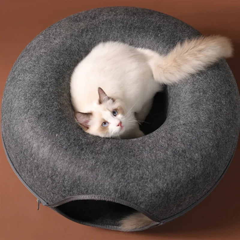 Feline FunHouse - Combinación de túnel interactivo y cama para gatos 