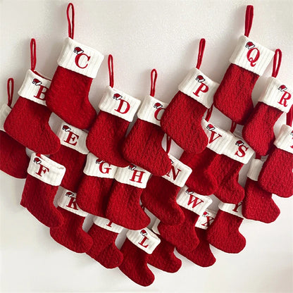 Chaussettes tricotées de vacances avec motif alphabet pour cadeaux de Noël