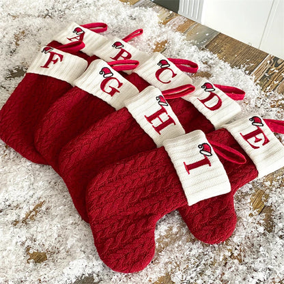 Chaussettes tricotées de vacances avec motif alphabet pour cadeaux de Noël